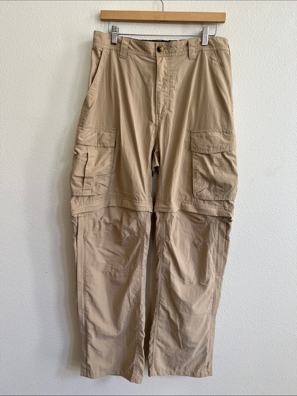 REI Sahara Lightweight Nylon Convertible Zip-Off Cargo Hiking Pants Tan L x 30L
